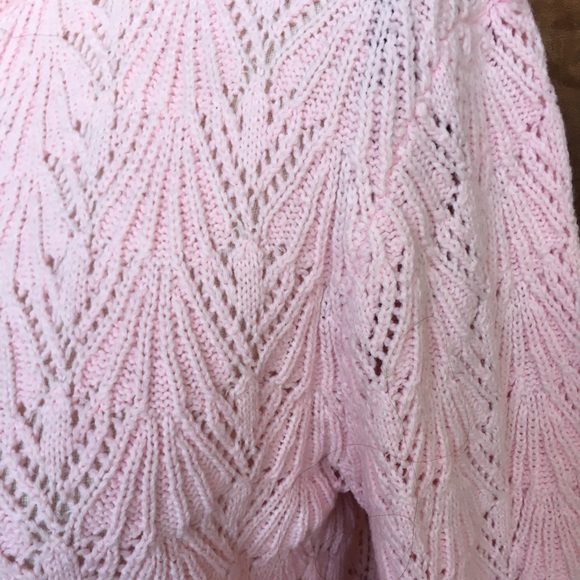 Vintage Cuddle Knits Baby Pink Shell Pattern Relaxed Fit Cardigan Sweater M L - Picture 8 of 10
